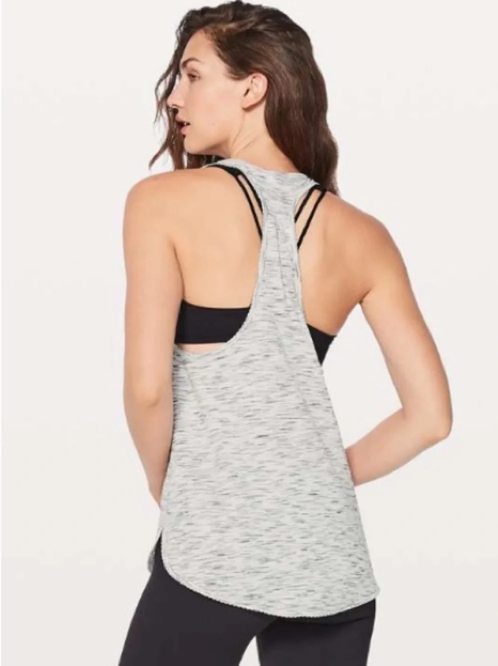 Lululemon 105 F Singlet Athletic Tank Top Tiger Space Dye Black White Sz 6/8